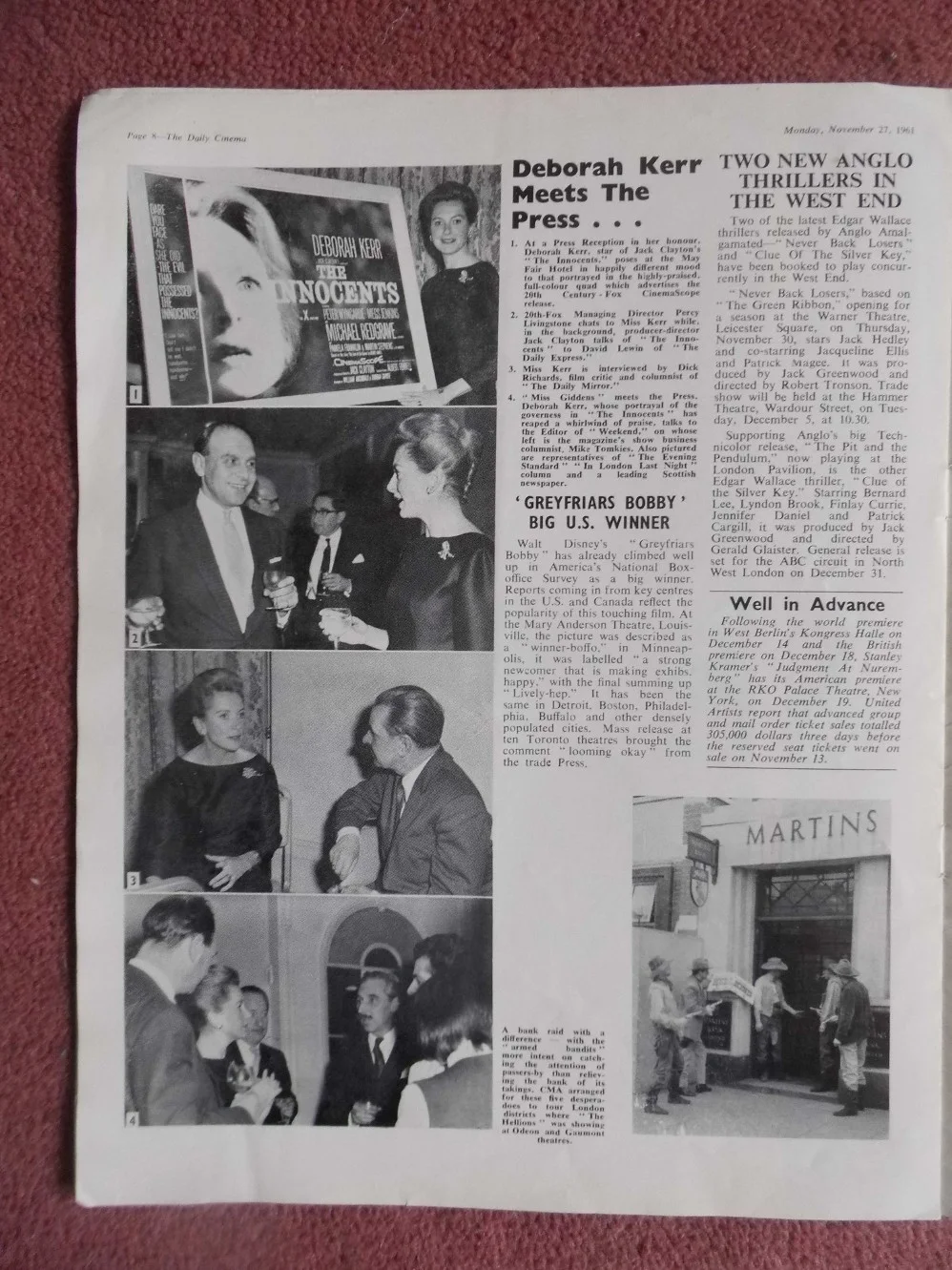 DAILY CINEMA - 1961 UK trade mag CLIFF RICHARD, DEBORAH KERR, STELLA STEVENS, изображение 2