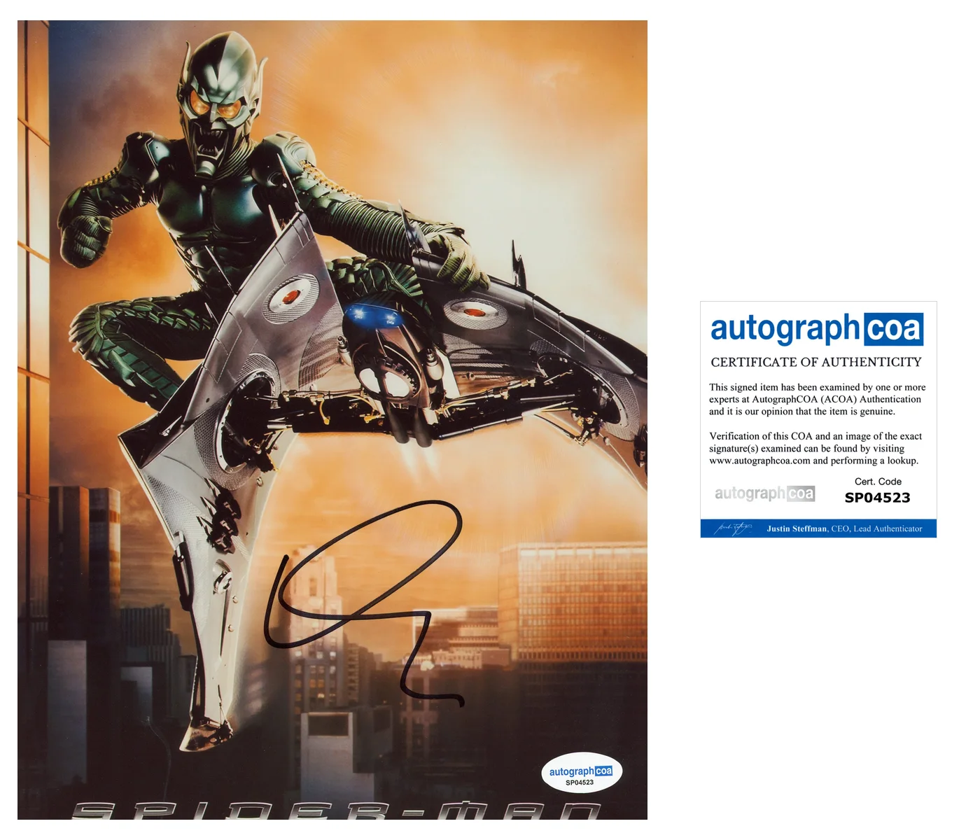 Willem Dafoe Spiderman Autographed Signed 8x10 Photo ACOA, image 2