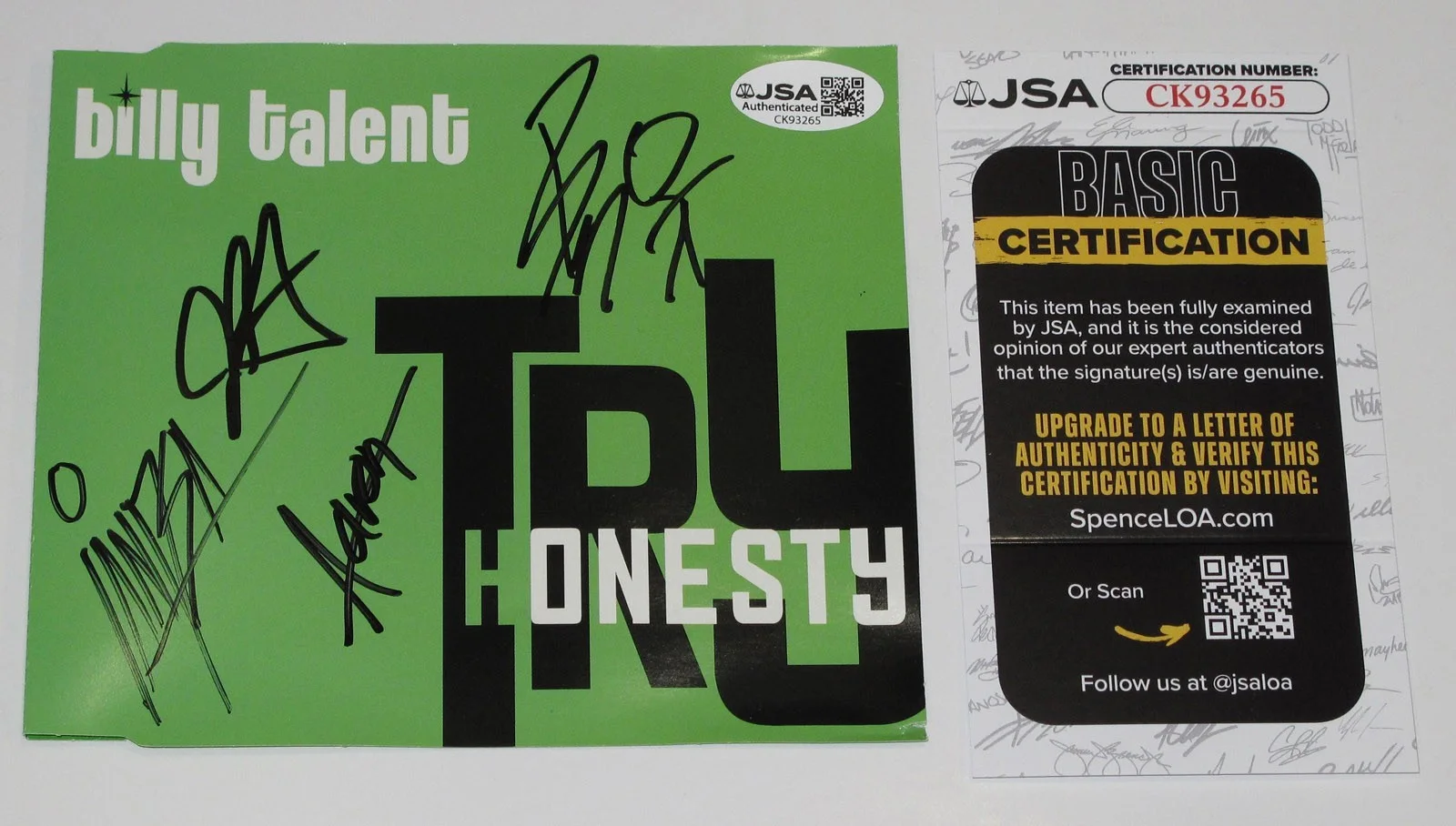 BILLY TALENT — BILLY TALENT All 4 signed "TRY HONESTLY" CD Single Ben Kowalewicz JSA Super Rare, image 3