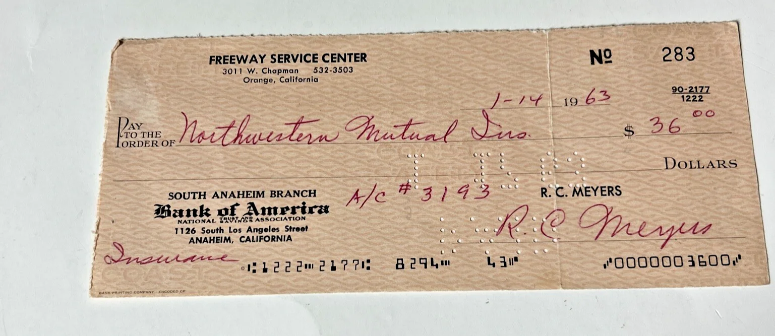 Whip Wilson — VTG 1963 Whip Wilson AUTOGRAPHED Card & Insurance Ck-RC Meyers-Western-Cowboy-, изображение 5