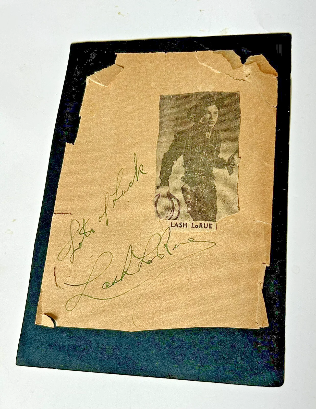 Lash LaRue — VTG 1951 Lash LaRue-unpublished 3 x 5 photo-autograph page-provenance-western, изображение 4