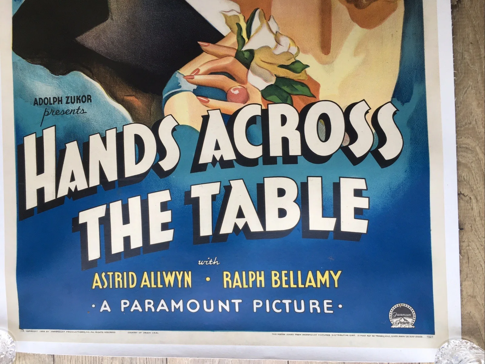 Original 1935 Film Poster CAROLE LOMBARD Hands Across The Table. Linen Backed, изображение 3