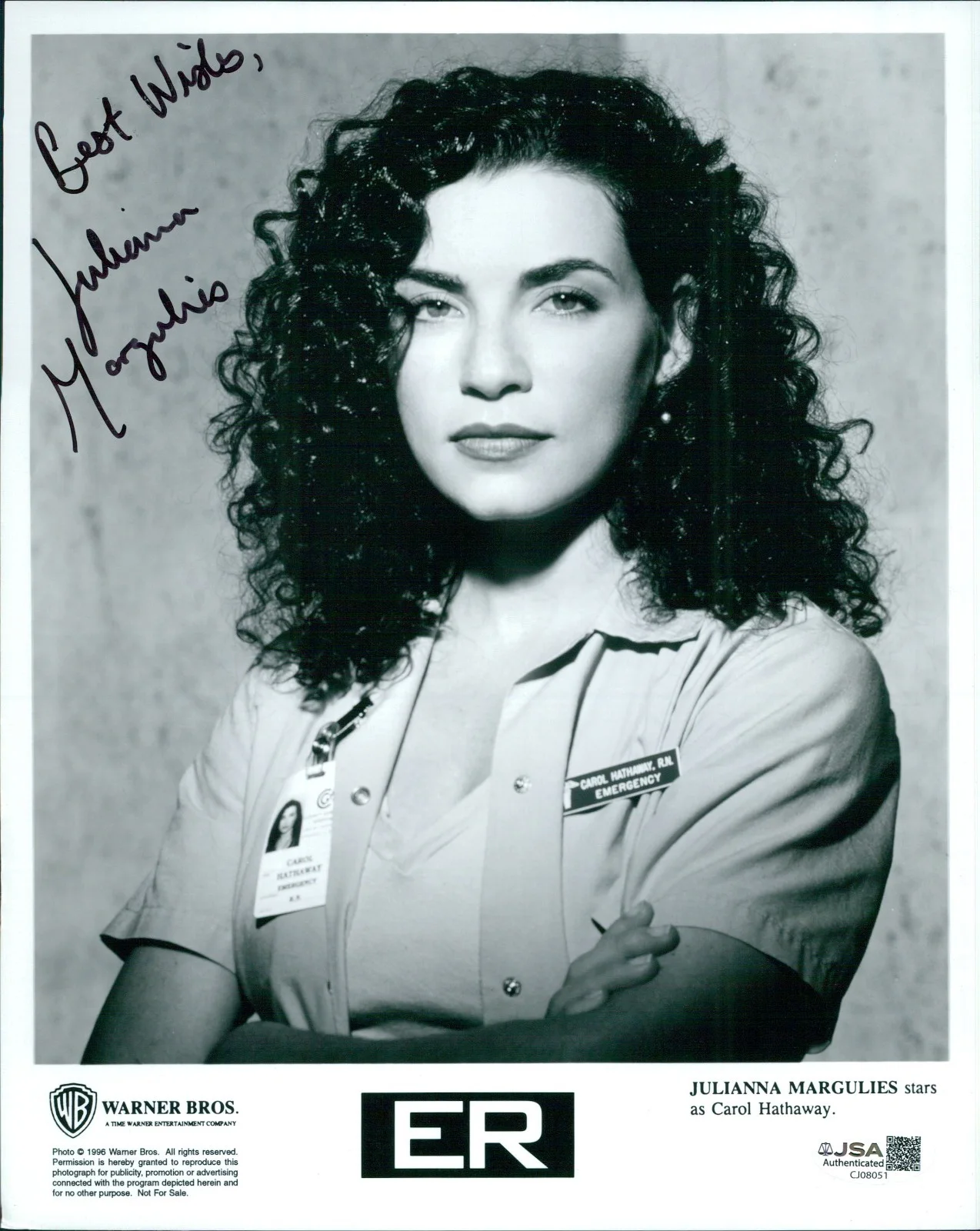 Julianna Margulies — Julianna Margulies ER Actress Signed 8x10 Glossy Promo Photo JSA Authenticated