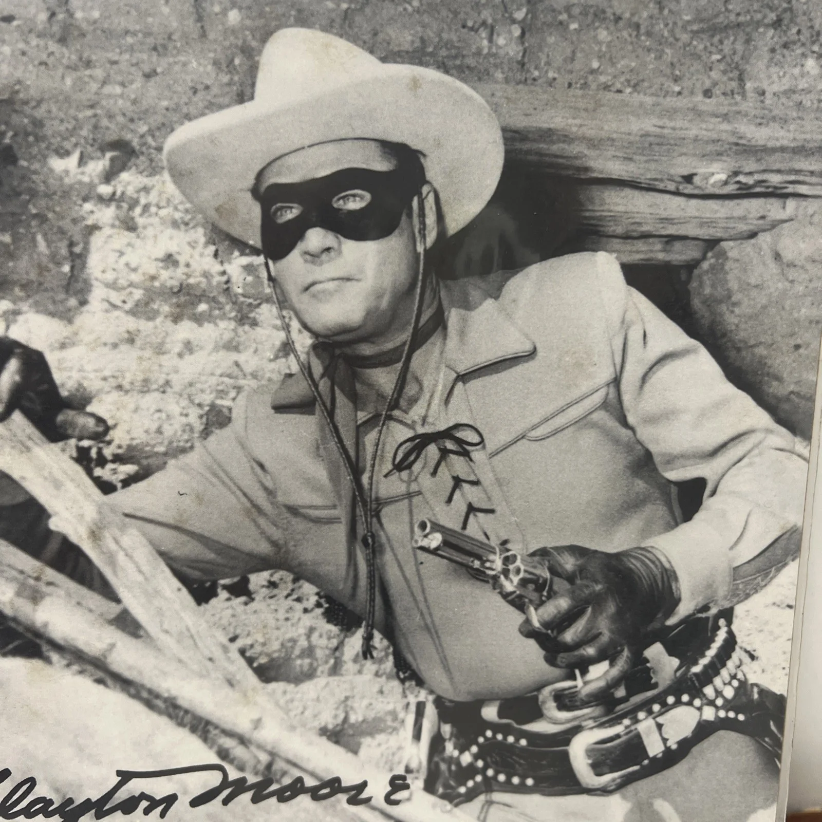 Vintage Lone Ranger Signed Blayton Moore Black & White 8x10 Photo, image 3