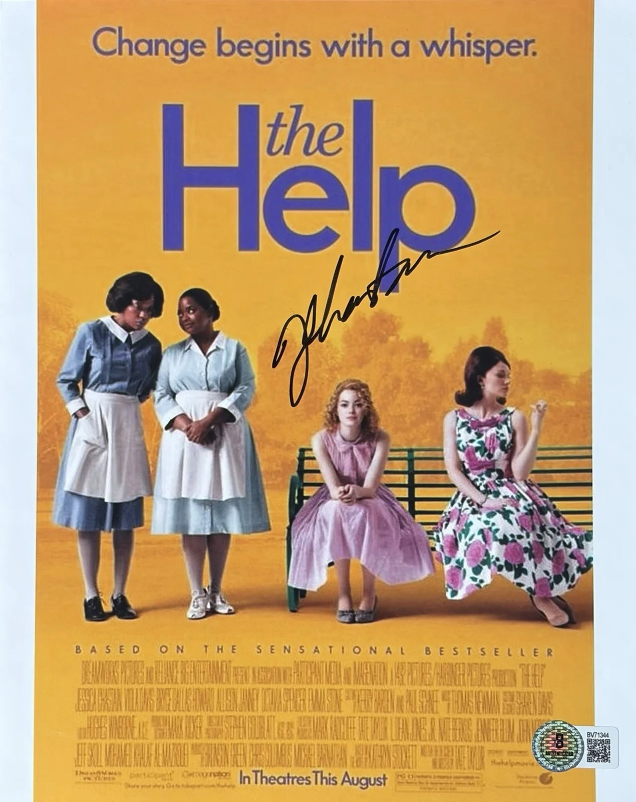 Jessica Chastain — JESSICA CHASTAIN SIGNED 'THE HELP' 8x10 PHOTO BAS BECKETT COA AUTOGRAPH