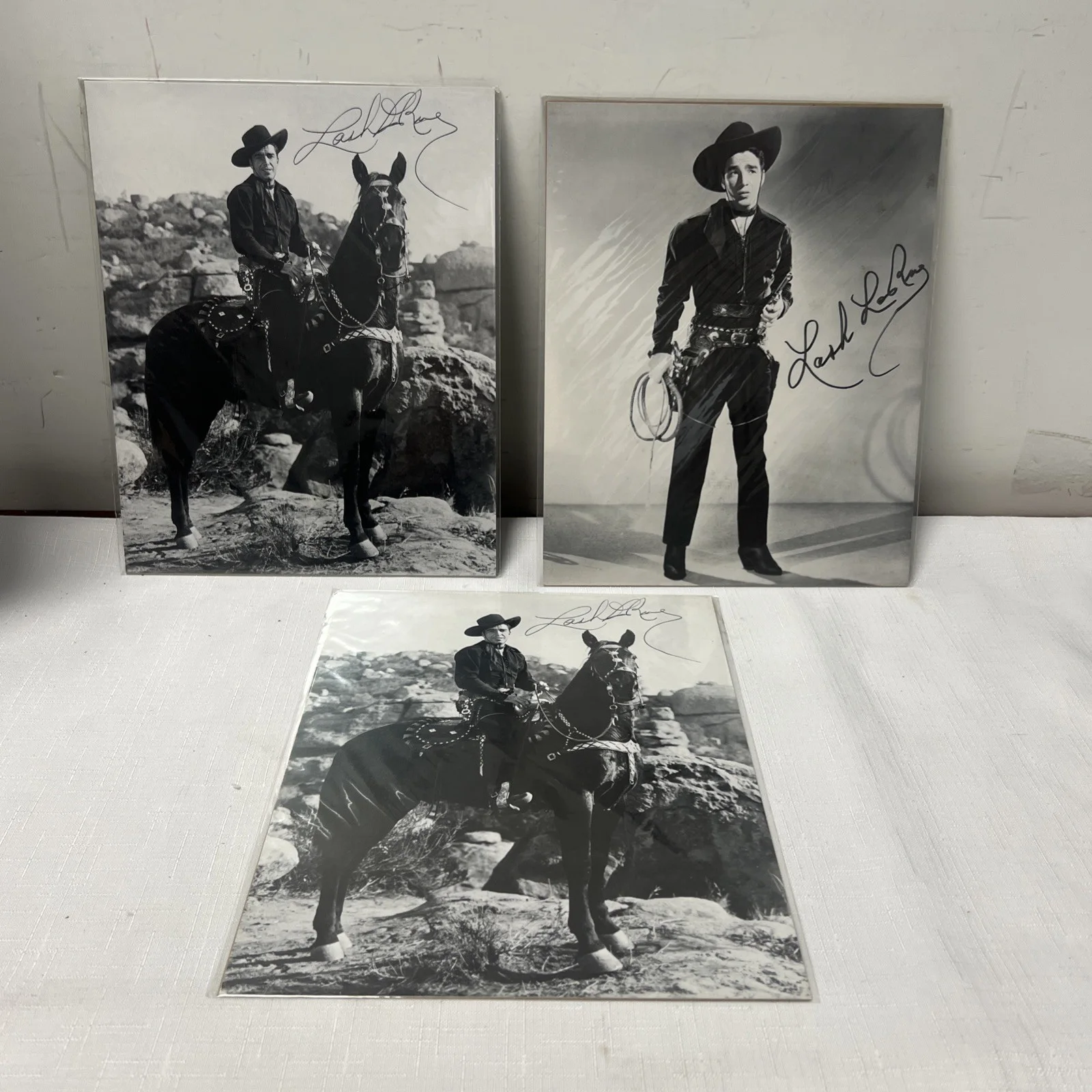 Lash La Rue — 3 Vintage Signed Photos of Lash La Rue 1940's