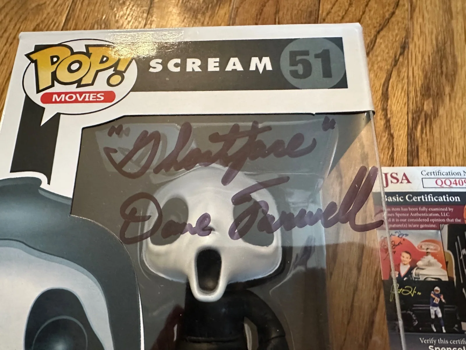 Dane Farwell — Funko Pop Movies Scream "Ghost Face" #51 Signed Autograph Dane Farwell JSA COA, изображение 2