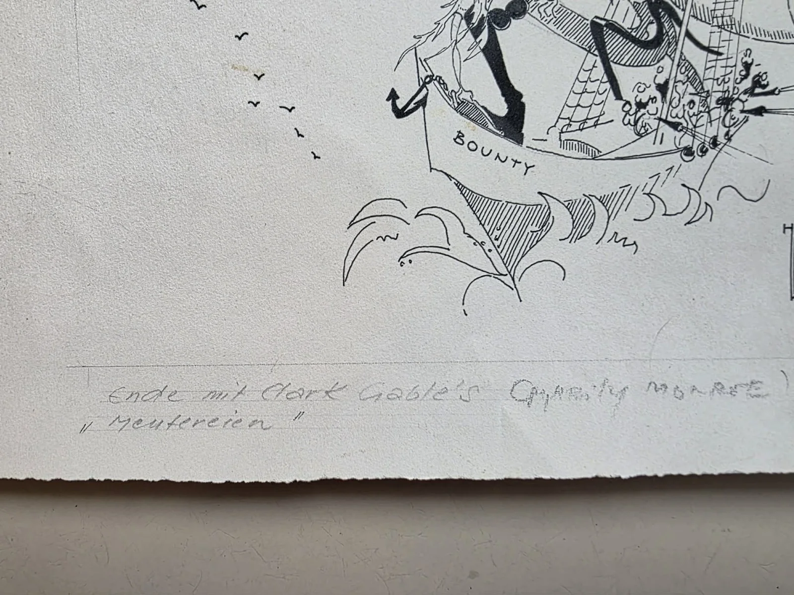 Hans Herbert Kricks — Clark Gable Caricature Mutiny on the Bounty 1963 11x14 Signed Hans H Kricks 1963, изображение 2