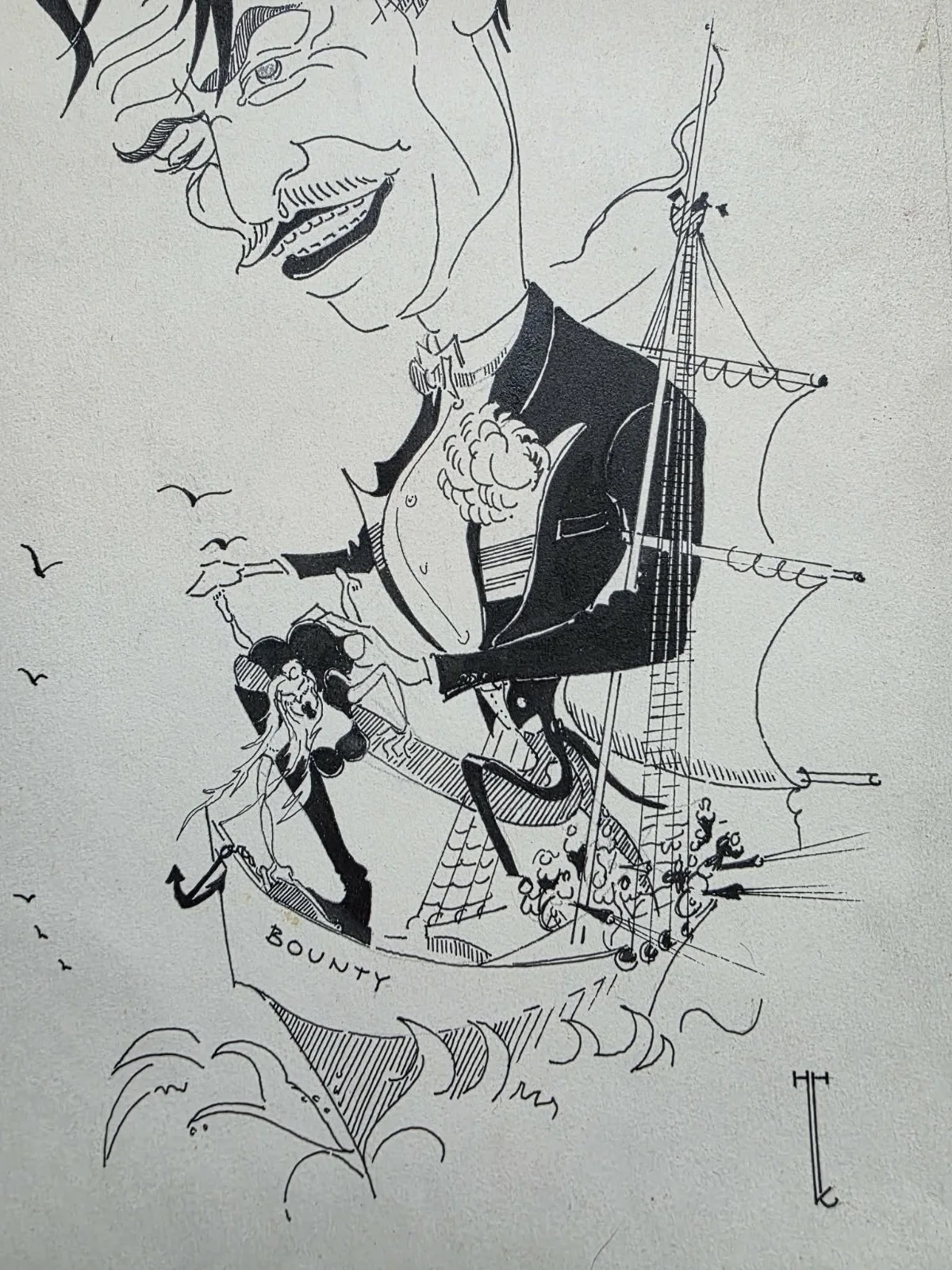 Hans Herbert Kricks — Clark Gable Caricature Mutiny on the Bounty 1963 11x14 Signed Hans H Kricks 1963, изображение 5