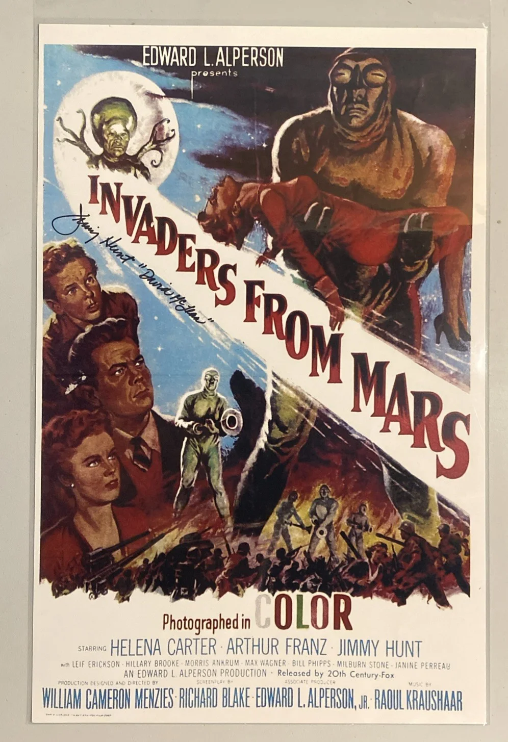 James Jimmy Walter Hunt — INVADERS FROM MARS Jimmy Hunt signed 11x17 Poster Print W/Business Card & Photo, изображение 2