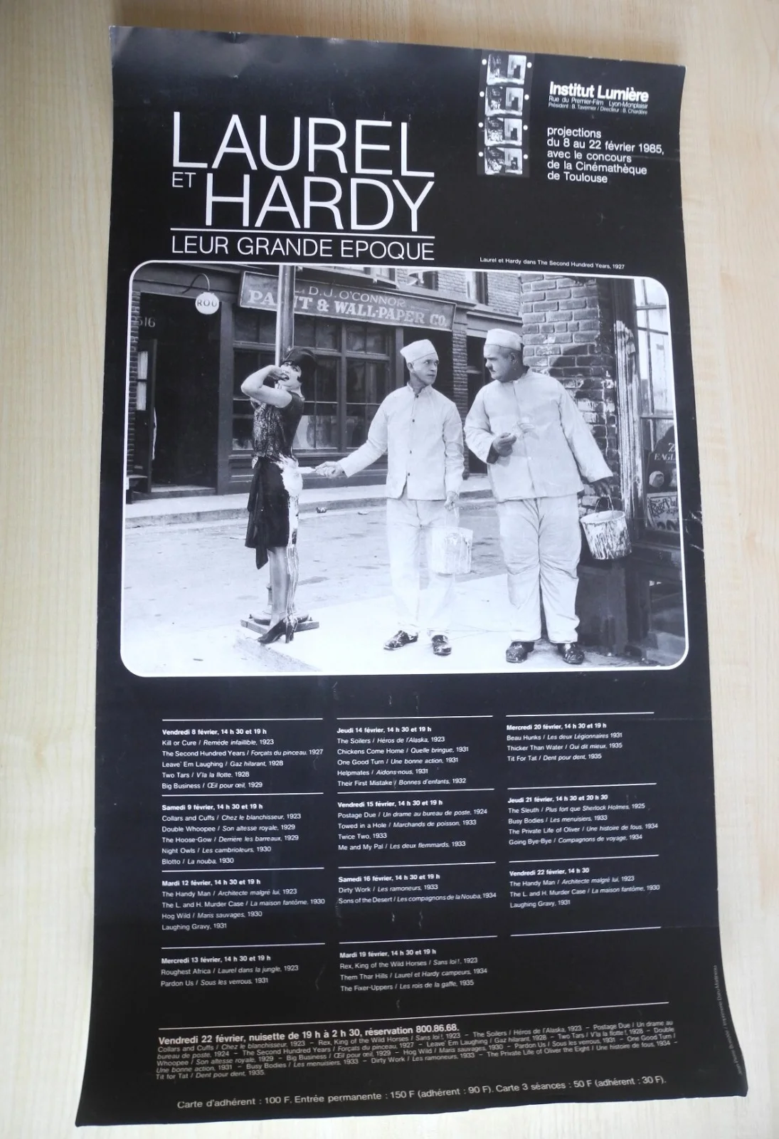 Rare Vintage Laurel Hardy Poster The Second Hundred Years Film Institut Lumiere, изображение 3