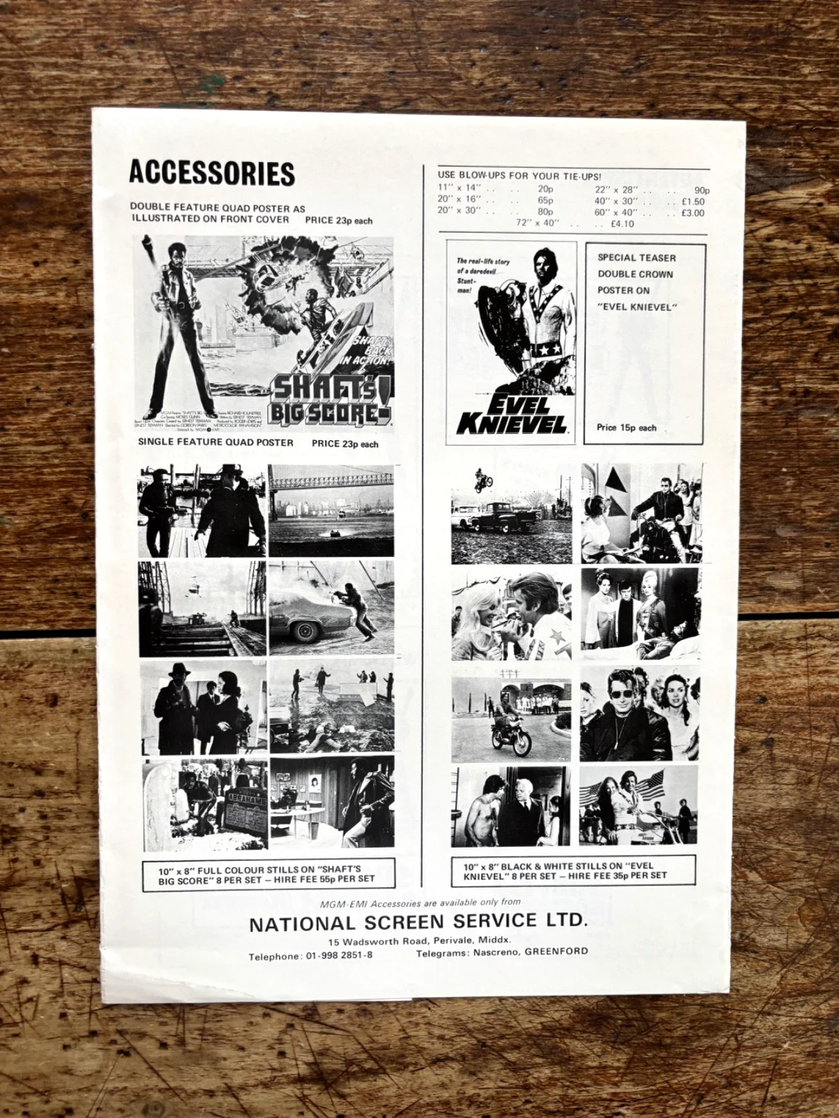 SHAFT'S BIG SCORE + EVEL KNIEVEL 1972 Press Book/Blaxploitation/Double Bill, изображение 2