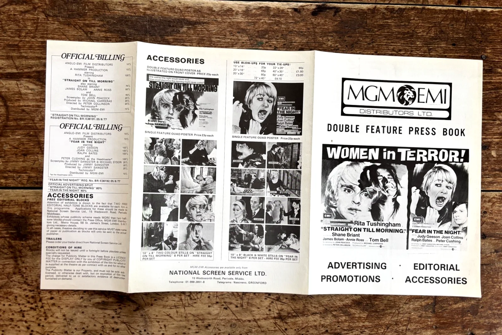 WOMEN IN TERROR! Hammer Films 1972 Press Book/Fear in the Night x Straight On..., изображение 4