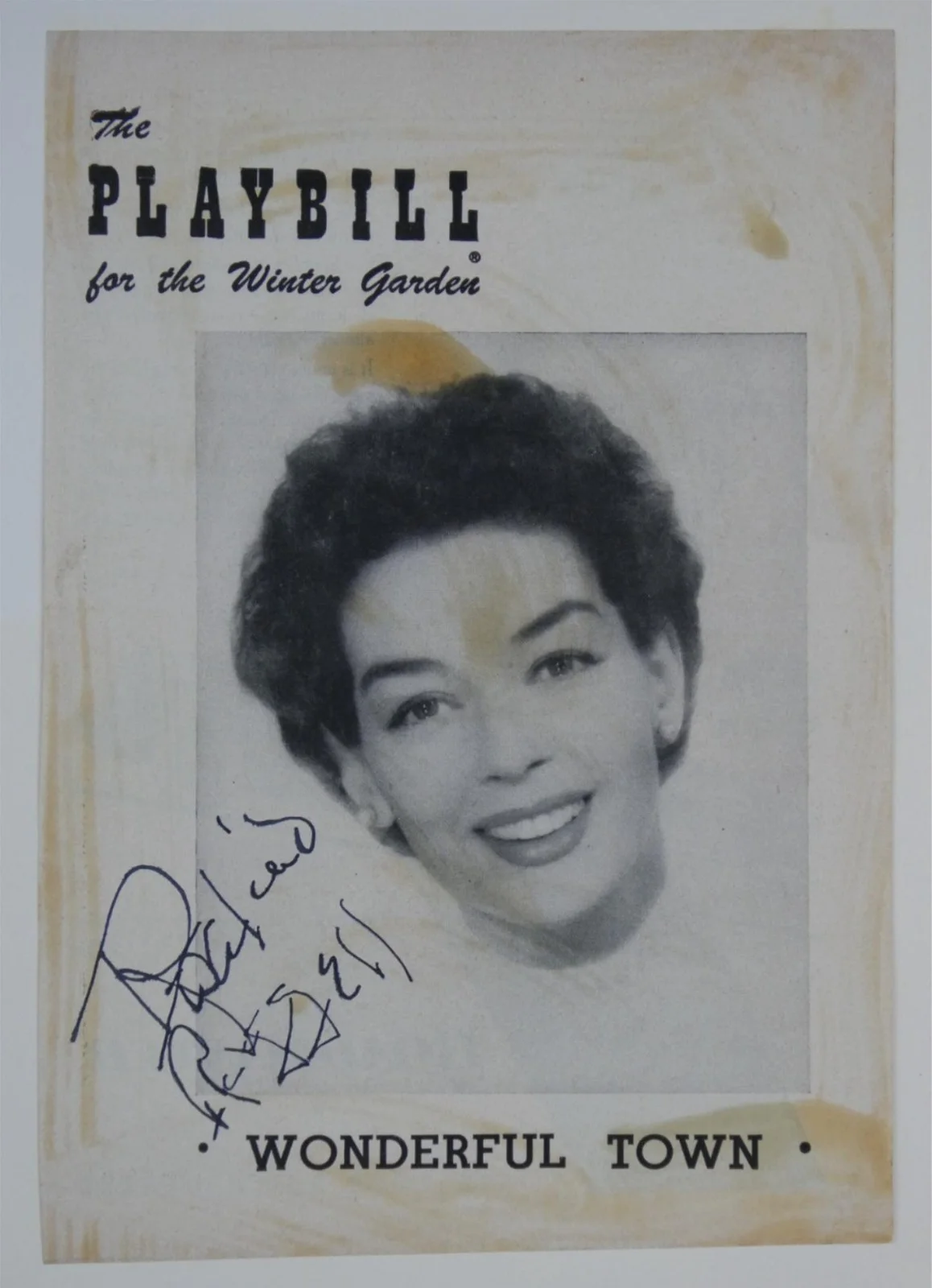 Rosalind Russell — Rosalind Russell Signed 1953 Wonderful Town Playbill Cover Only Winter Garden