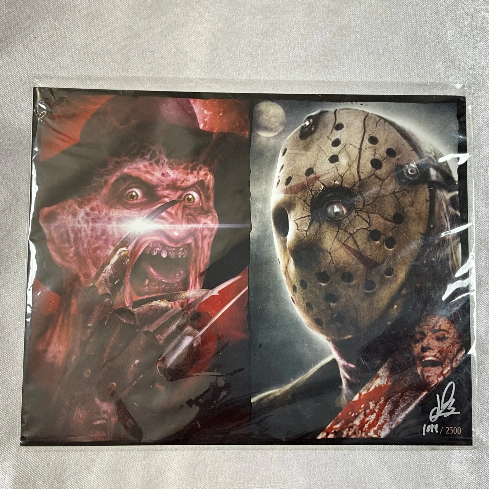 John Branham — John Branham Signed Freddy vs Jason Print #1019/2500 BAM COA Horror Art Photo, image 2