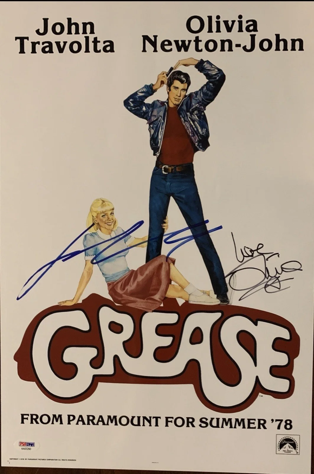 Olivia Newton John, John Travolta — Autographed Olivia Newton John and John Travolta Autographed 18x12 Photo PSADNA, изображение 2