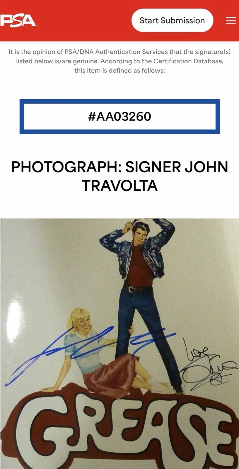 Olivia Newton John, John Travolta — Autographed Olivia Newton John and John Travolta Autographed 18x12 Photo PSADNA, изображение 4