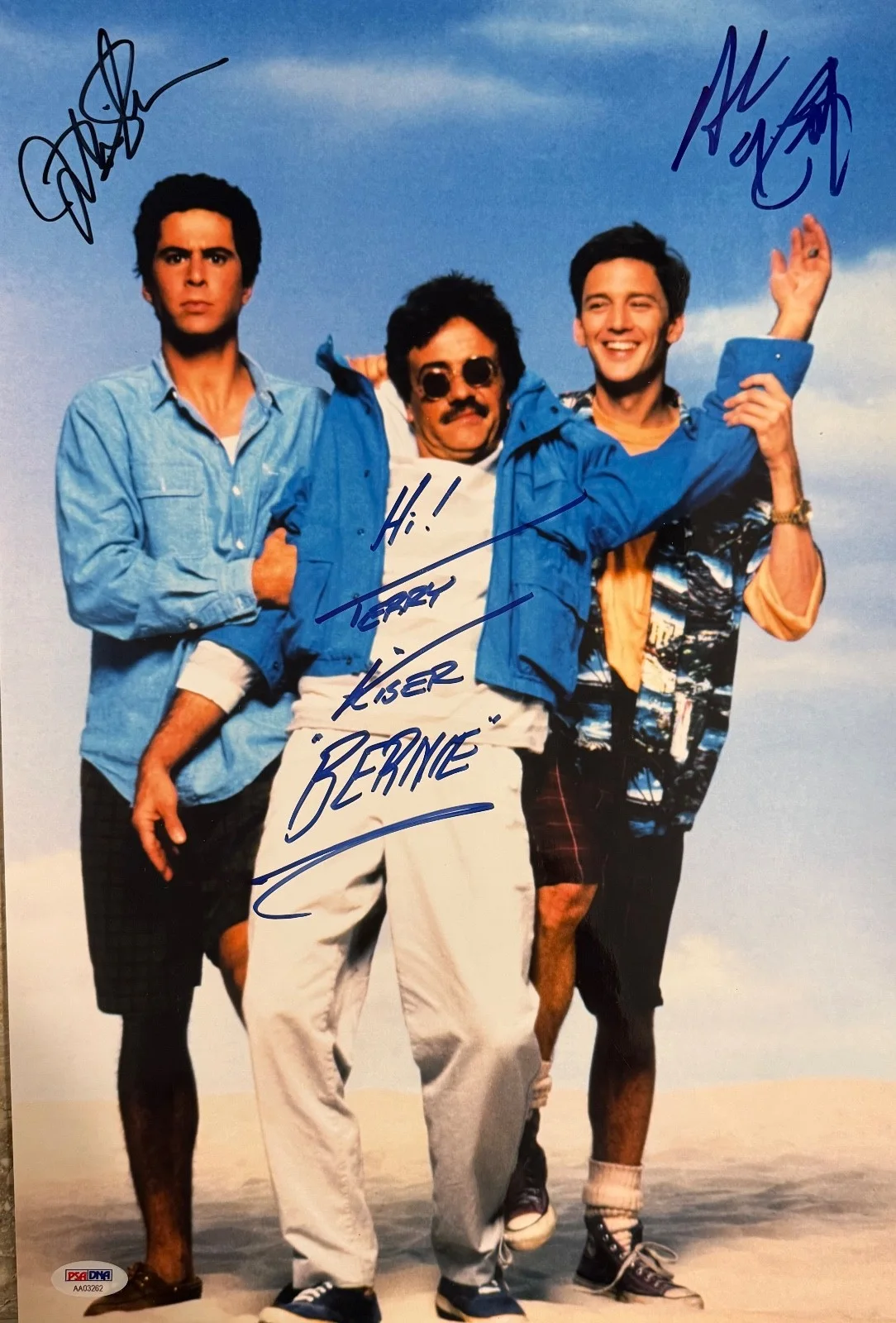 Terry Kiser, Andrew McCarthy, Jonathan Silverman — Weekend at Bernie’s Autographed movie photo Kiser,McCarthy,Silverman PSA/DNA