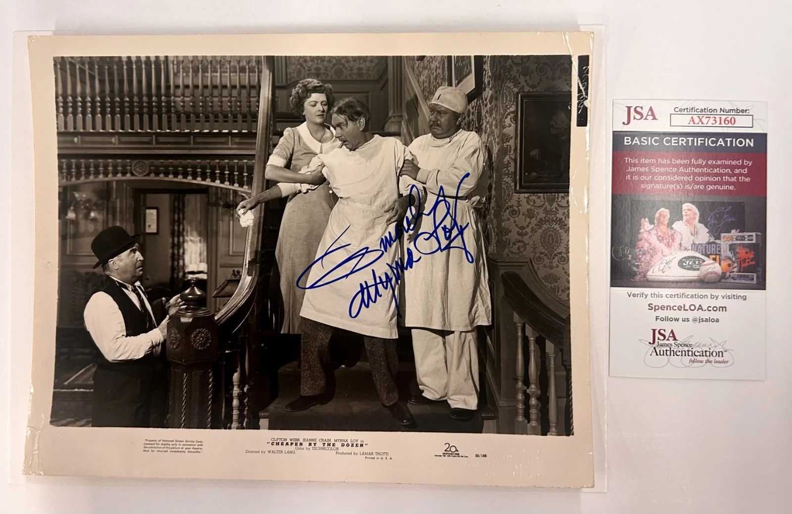 Myrna Loy — Myrna Loy Signed 8x10 Black & White Photo Auto Autographed JSA COA AX73160