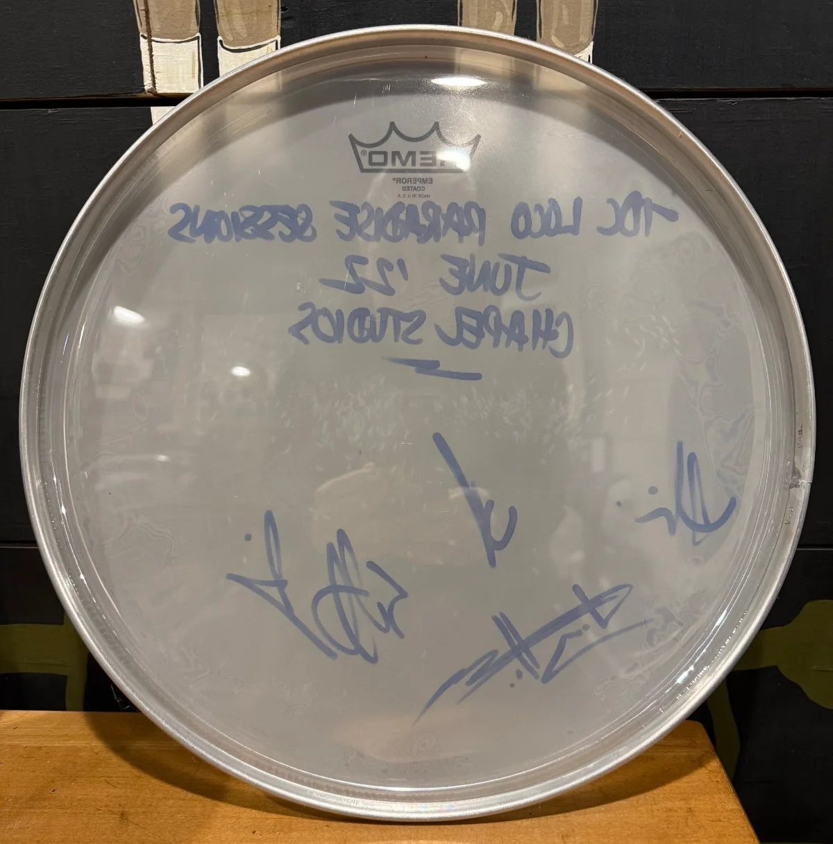 Rare The Dust Coda Studio Used & Autographed Drum Head, image 2