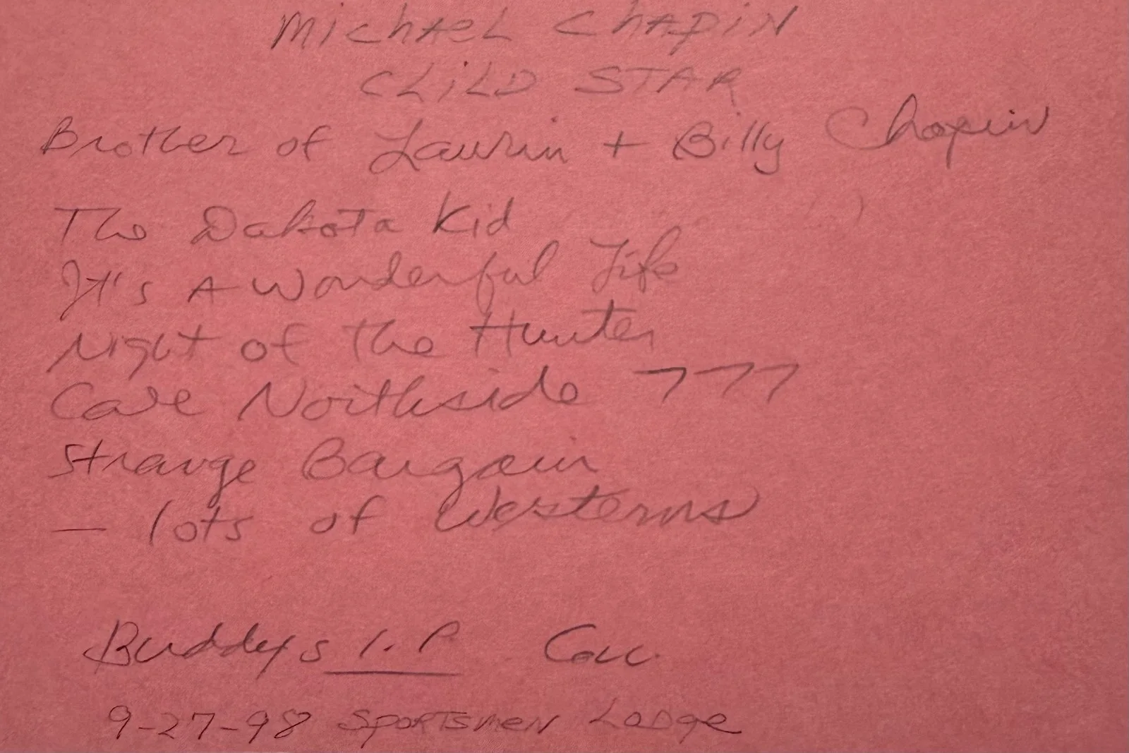 Michael Chapin — MICHAEL CHAPIN Signed Autographed 4x6 INDEX CARD It's a Wonderful Life BACKLASH, изображение 4