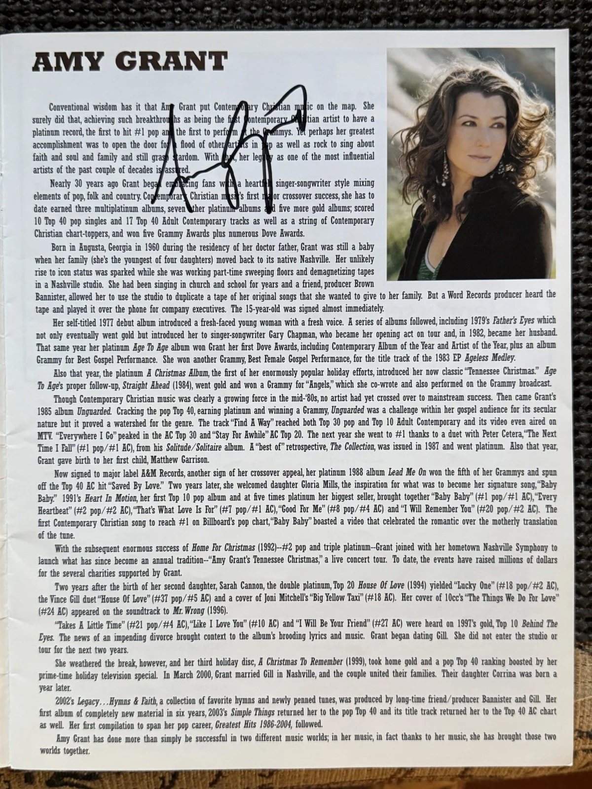 Vince Gill & Amy Grant Signed “Jammin to Beat the Blues” Program, April 2, 2005, изображение 4