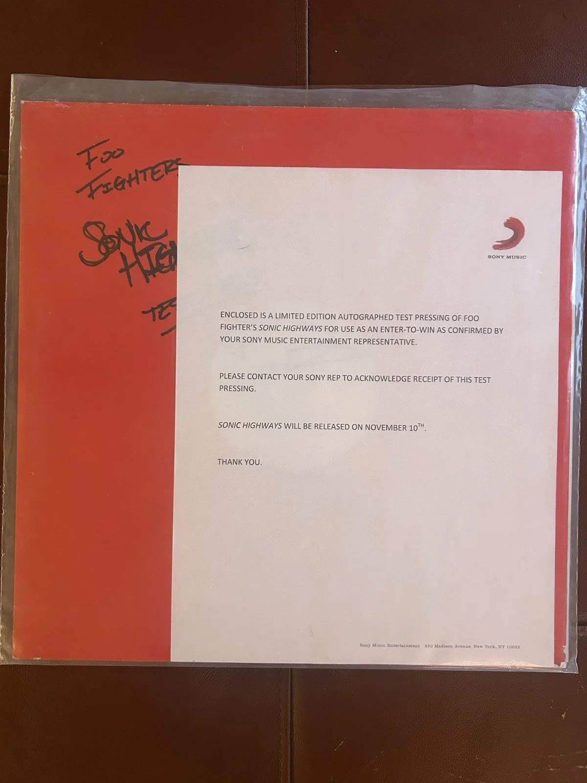 Foo Fighters Autographed Sonic Highways Test Pressing LP, image 4