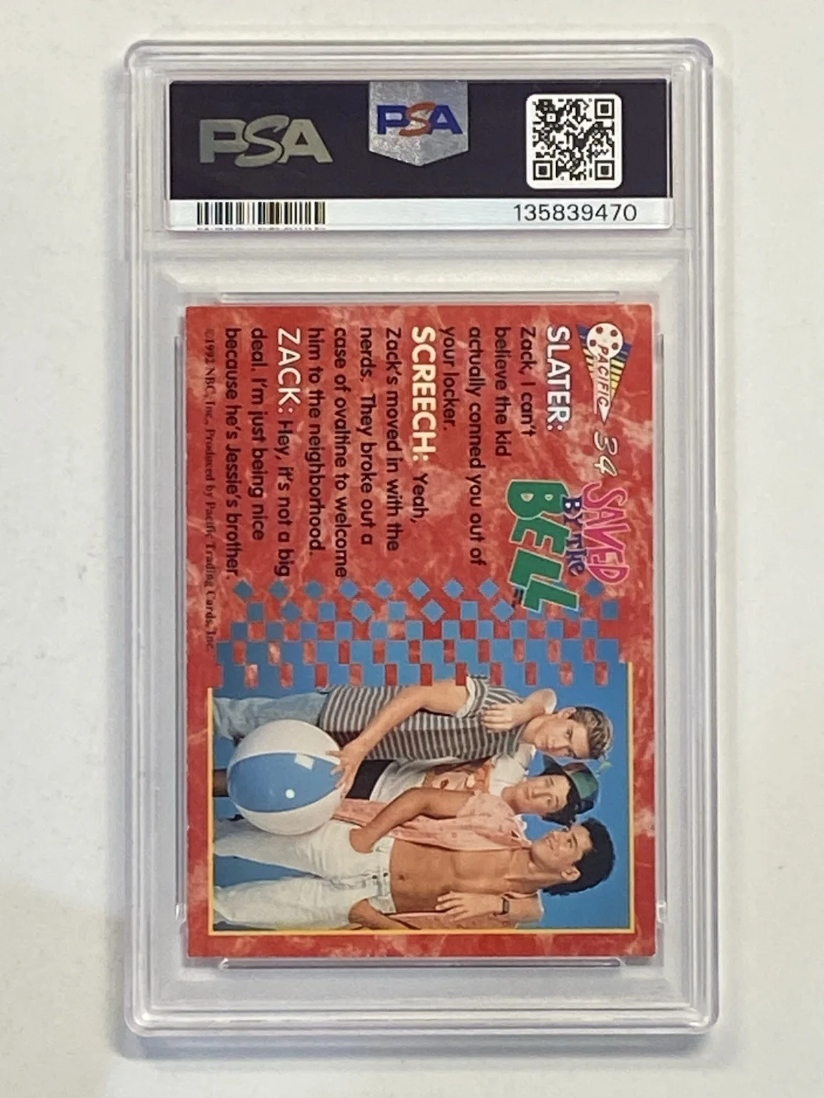 Dustin Diamond — 1992 Pacific Saved By The Bell #34 Diamond Gosselaar Lopez Signed PSA DNA RARE, изображение 2