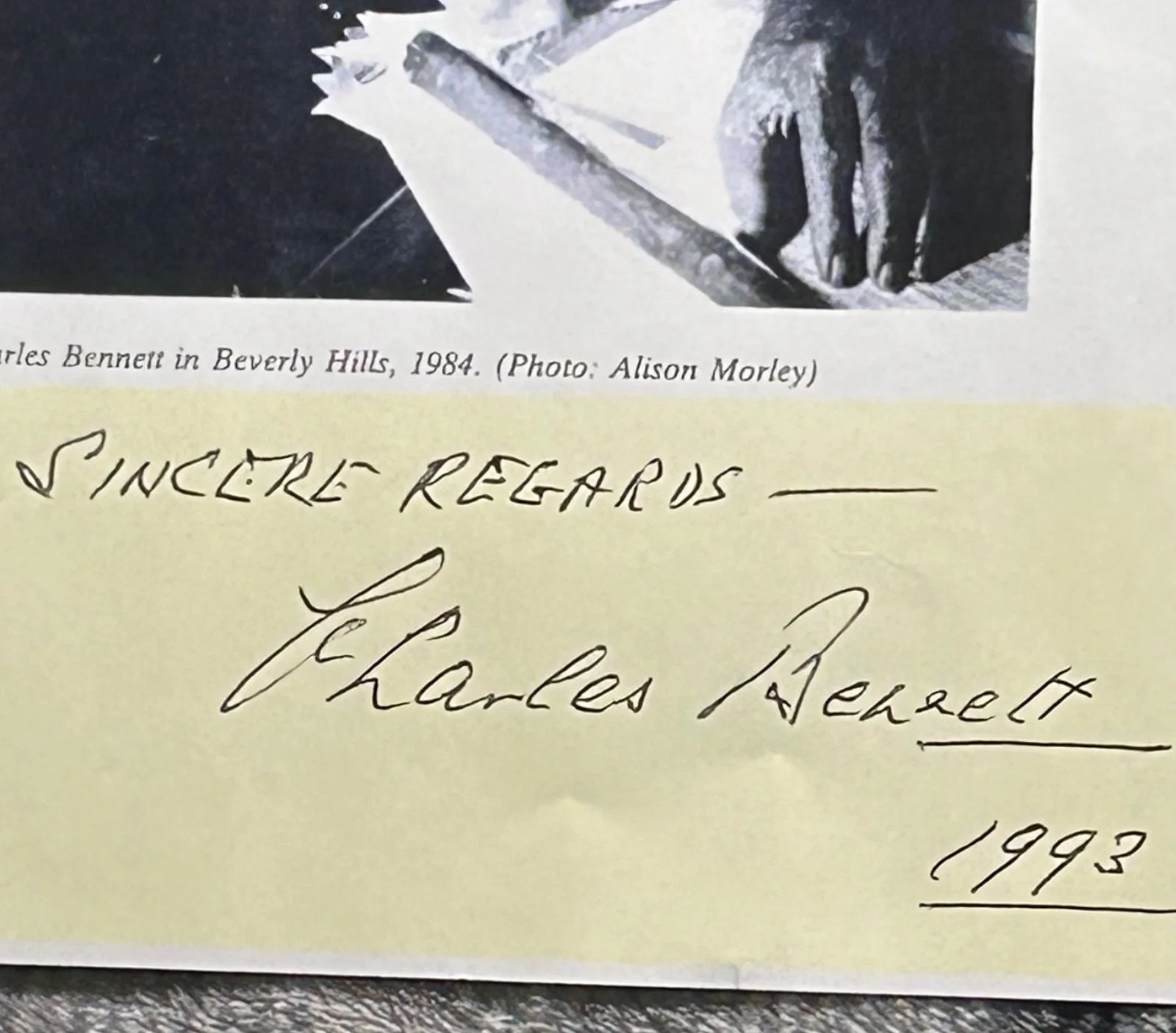 CHARLES BENNETT—SIGNED PHOTO—Wrote Hitchcock 39 Steps•KnewTooMuch•Correspondent, image 3