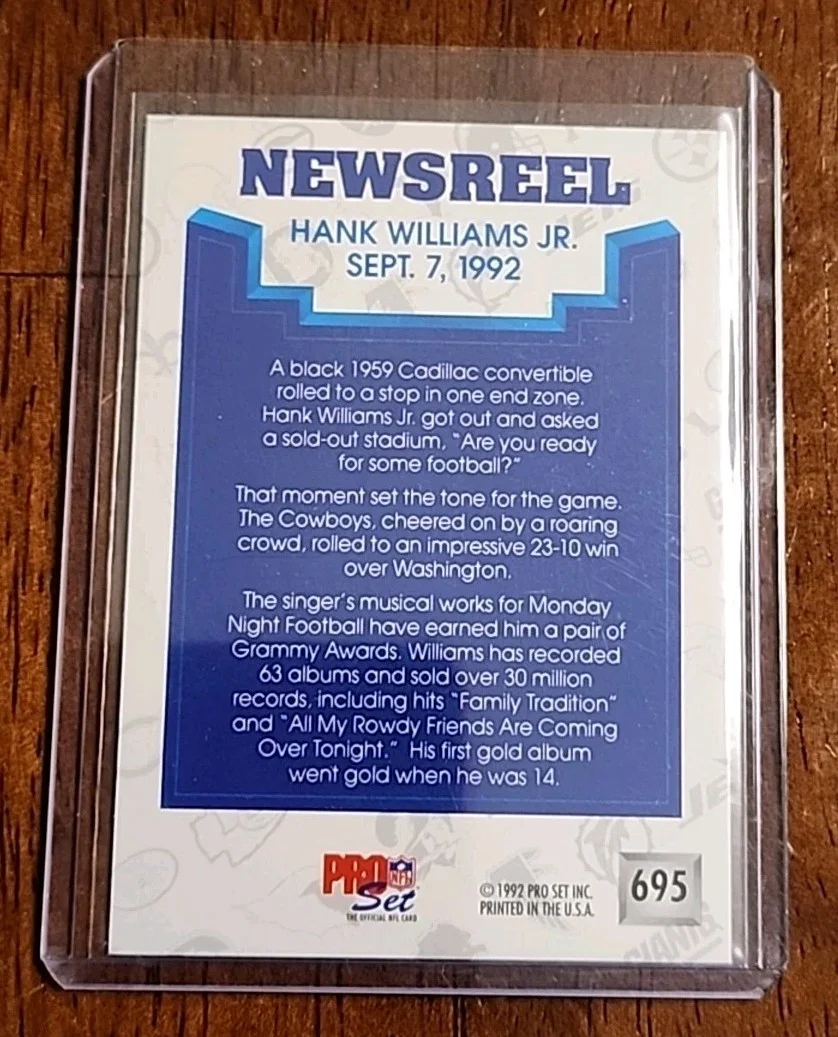 Hank Williams Jr. Country Music 1992 NFL Pro Set IP Hand-Signed Autograph, image 2