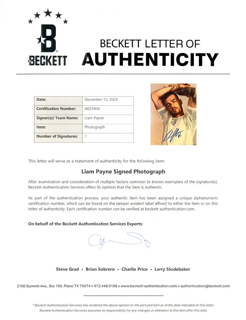 LIAM PAYNE SIGNED AUTOGRAPHED 10x8 PHOTO X FACTOR ONE DIRECTION RARE BECKETT BAS, image 3