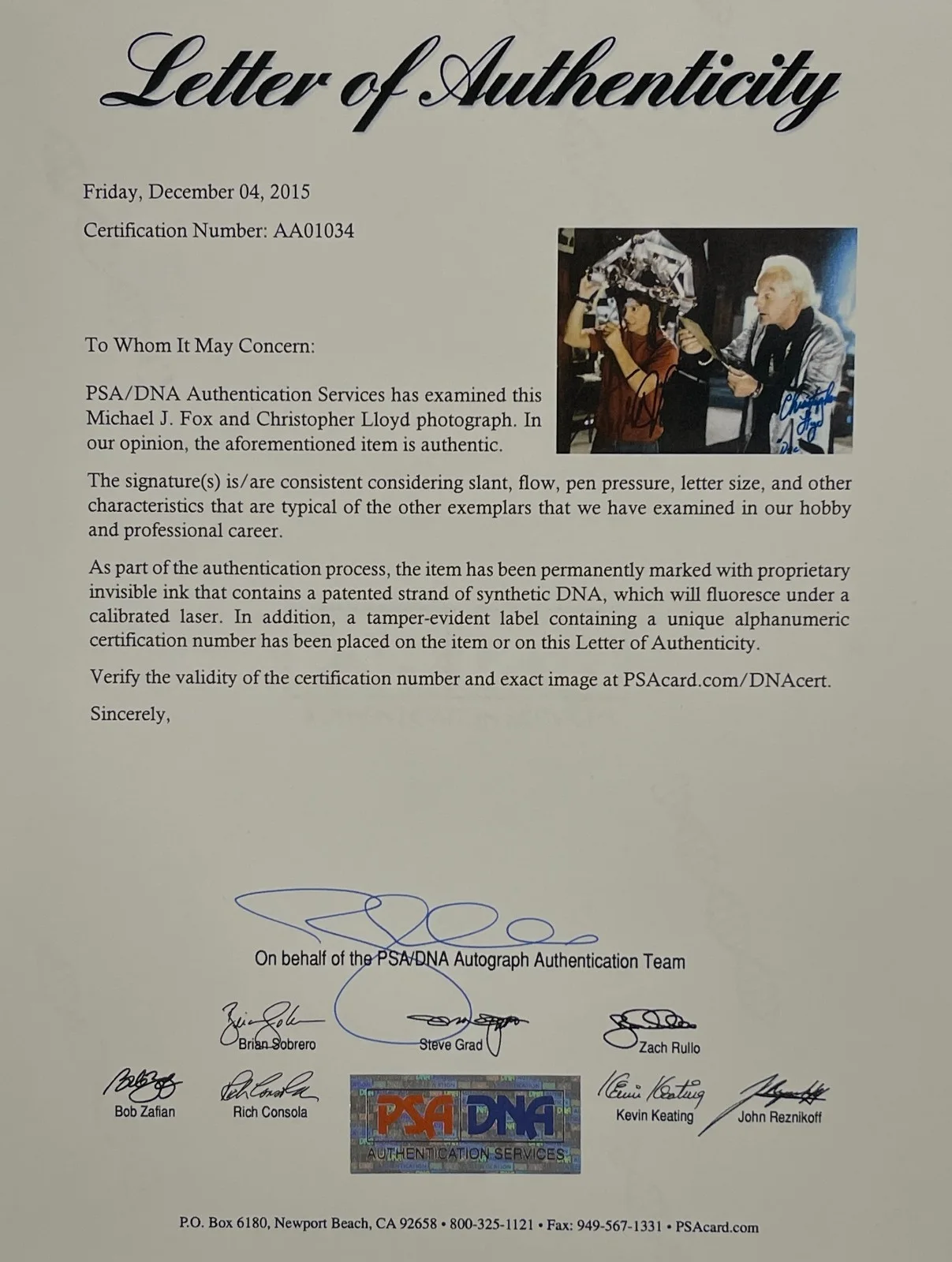 Michael J Fox — Michael J Fox Christopher Lloyd Signed 11x14 Photo Back to the Future PSA LOA, изображение 4