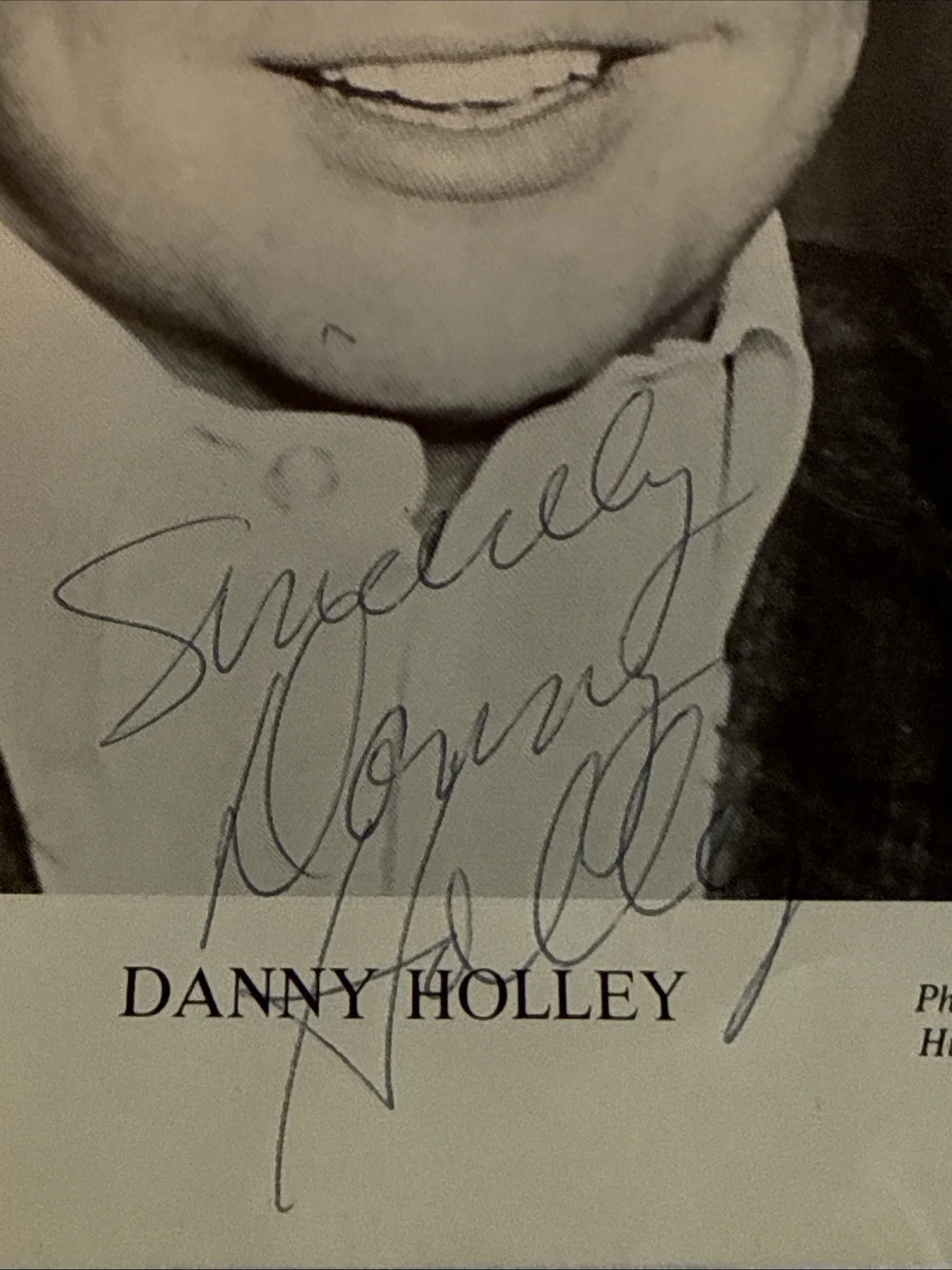 Danny Holley Signed Photograph HELLO HOLLEY 1960's Rare, изображение 2