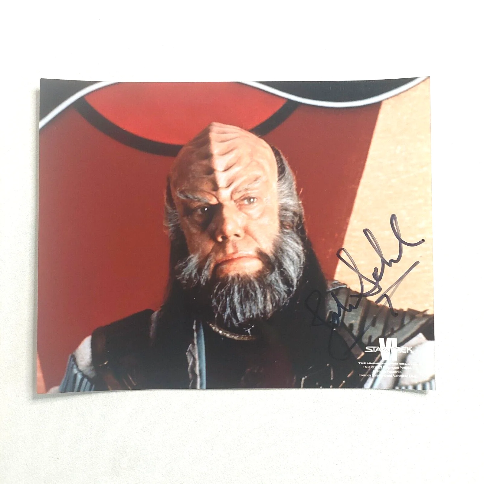John Schuck — John Schuck signed 8x10 photo Star Trek Klingon autograph authenticated sticker, image 3