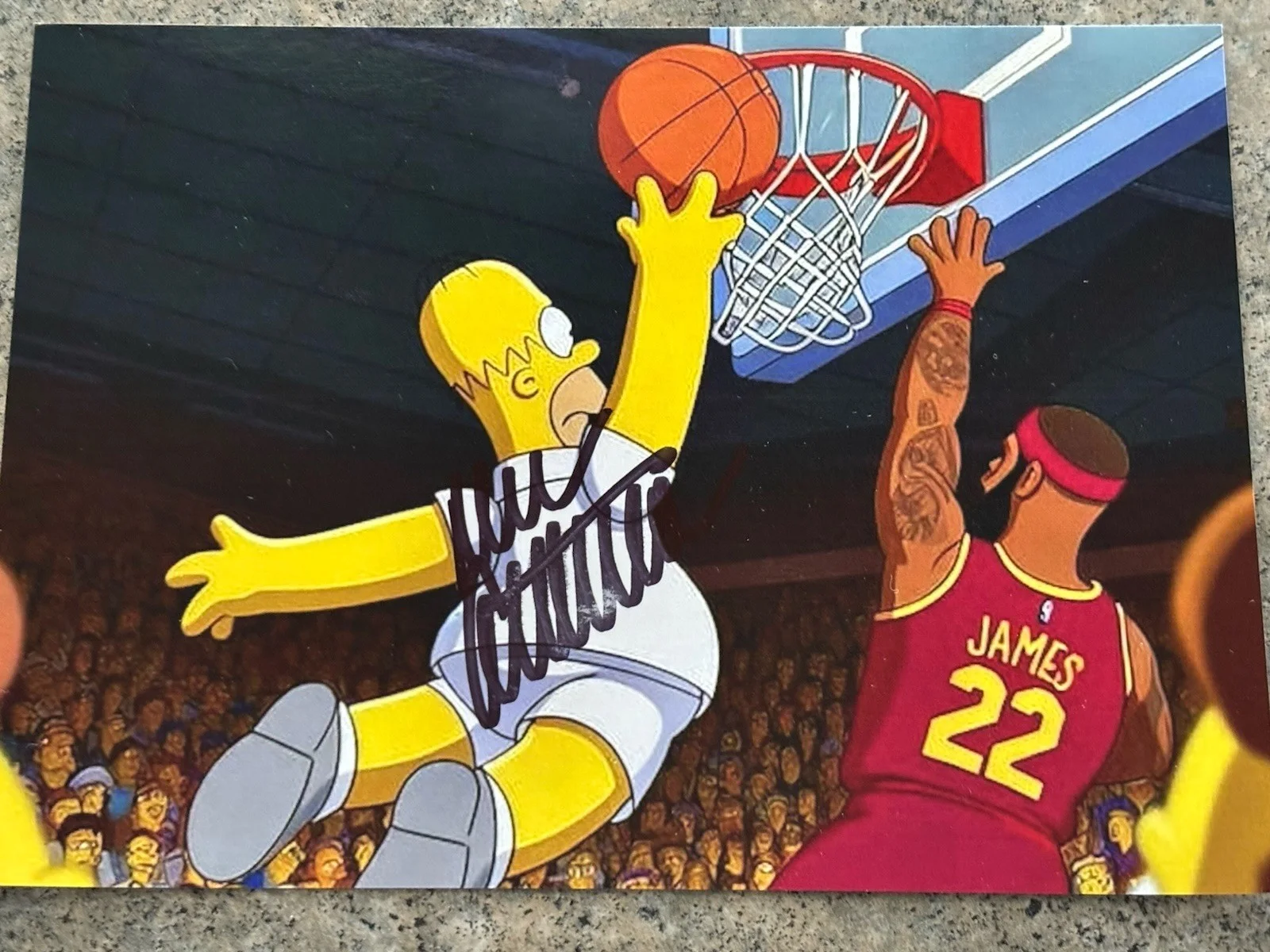 DAN CASTELLANETA — DAN CASTELLANETA VOICE OF HOMER SIMPSON SIGNED BASKETBALL 5x7 LEBRON JAMES SALE!