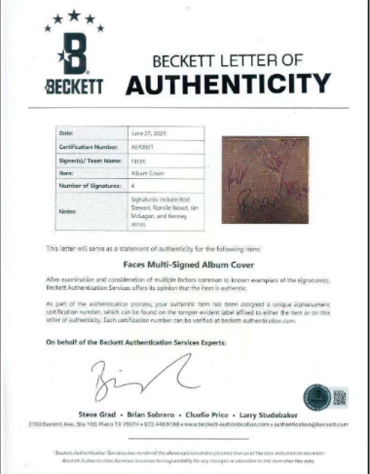 Faces Group Signed "Long Player" Album (4 Sigs) (Beckett/BAS Authentication), image 3