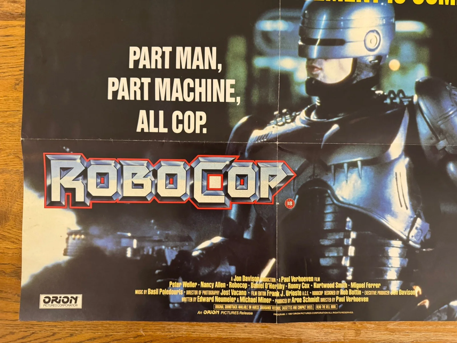 Robocop Original Video Shop VHS Poster 1987 Rare Version, image 2