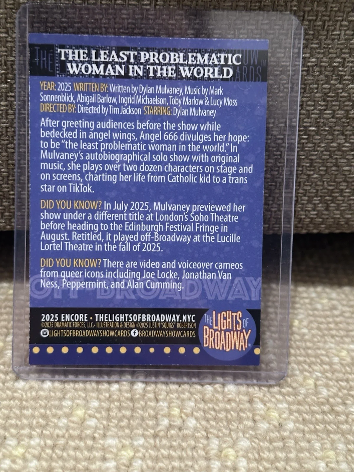 Dylan Mulvaney Signed Least Problematic Woman Lights Of Broadway Card, image 2