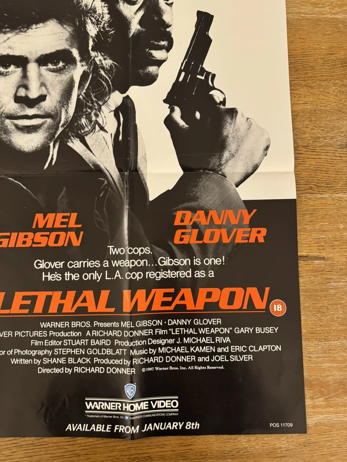 Lethal Weapon 1987 Video Shop VHS Poster rare, image 4
