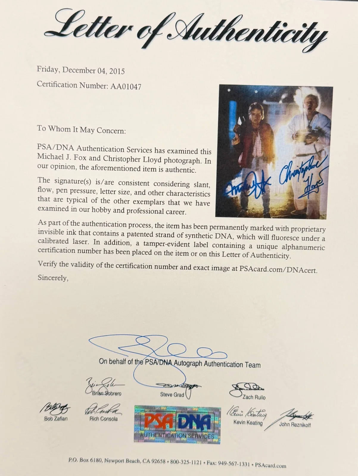 Michael J Fox — Michael J Fox Christopher Lloyd Signed 11x14 Photo Back to the Future PSA LOA, image 4