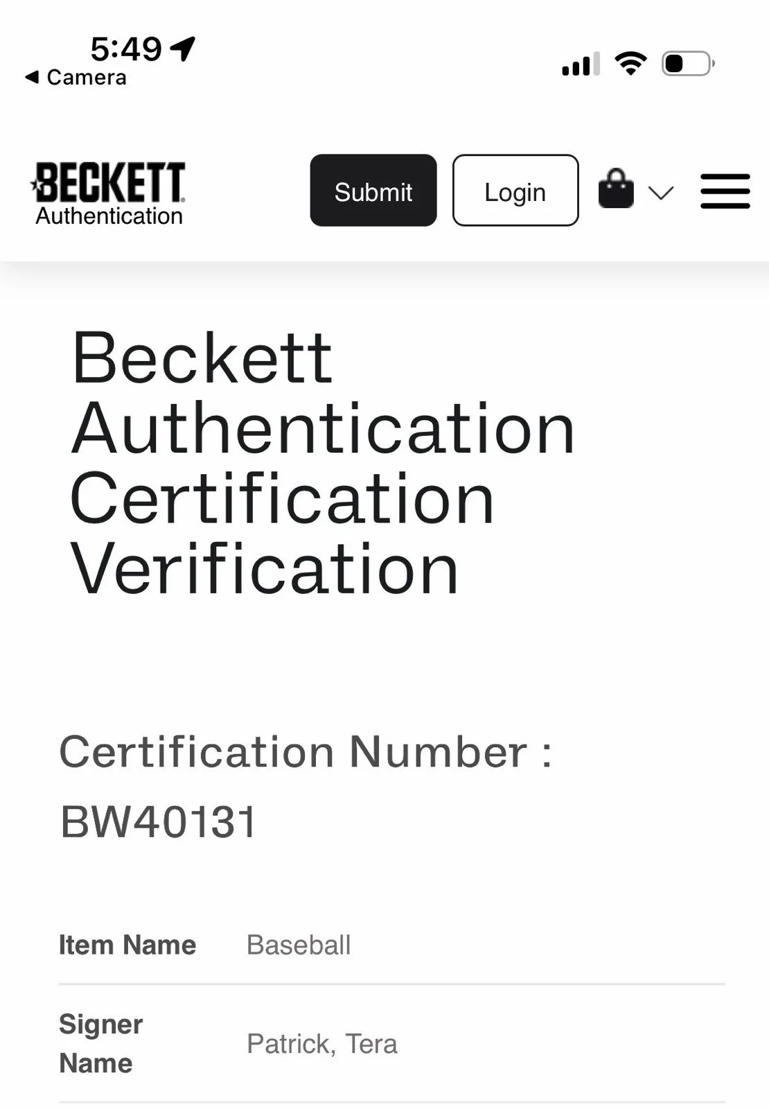 Tera Patrick — Tera Patrick Signed Major League Baseball Autograph Beckett Witness COA, image 3
