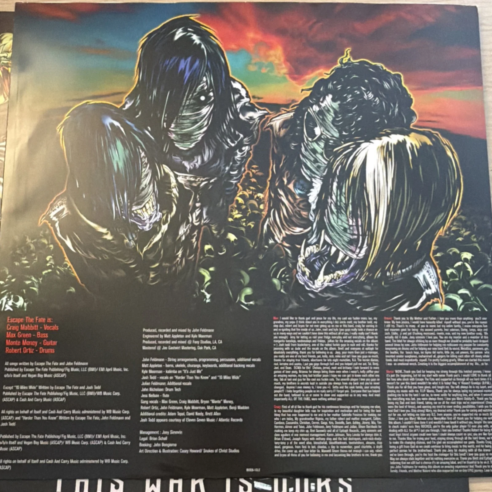 Escape the Fate This War Is Ours Autographed Colored Vinyl Record Original, изображение 4