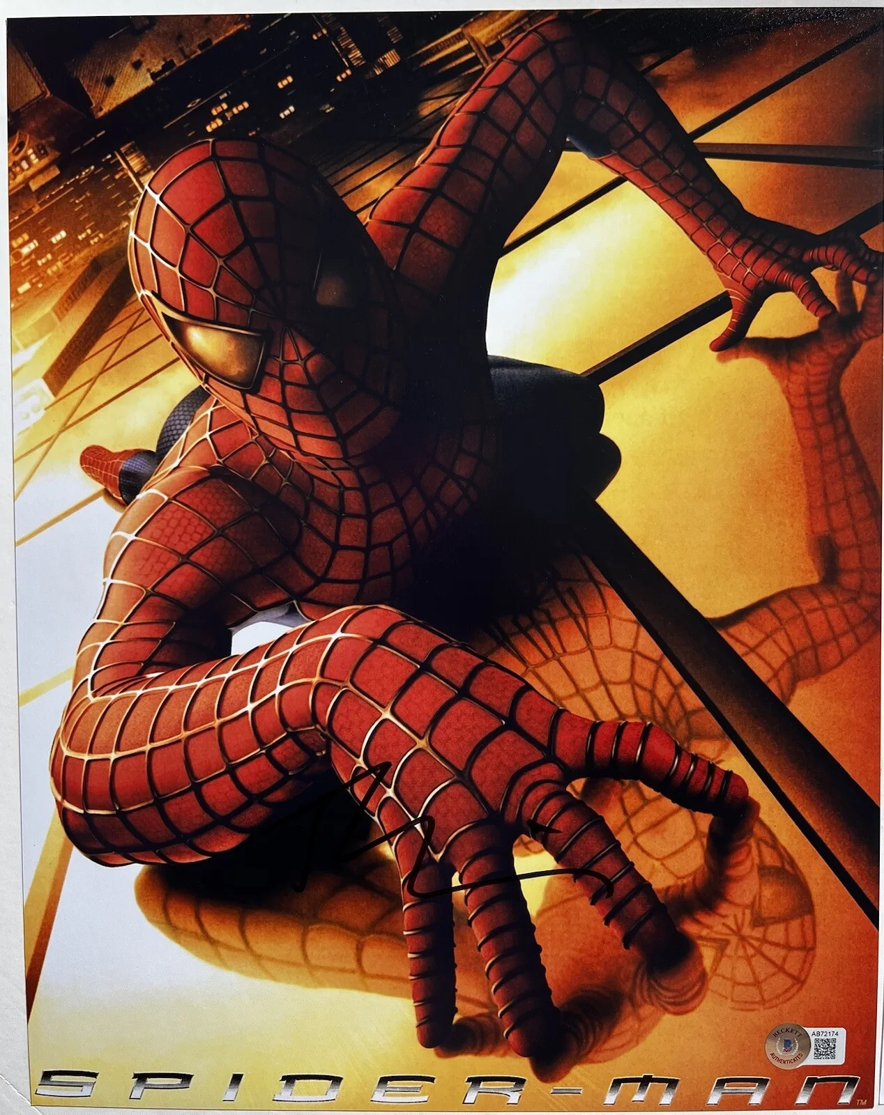 Tobey Maguire — TOBEY MAGUIRE 11x14 SPIDERMAN PHOTO BECKETT AB72175, изображение 2