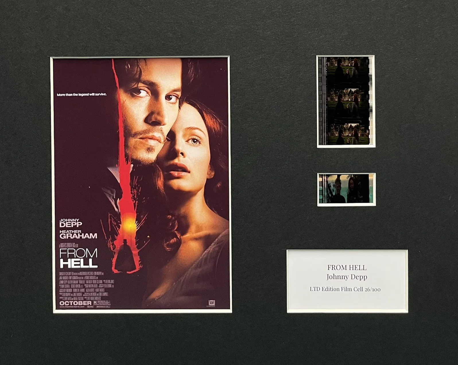 FROM HELL. Johnny Depp. . 35mm Film Cell Mounted Display, image 3