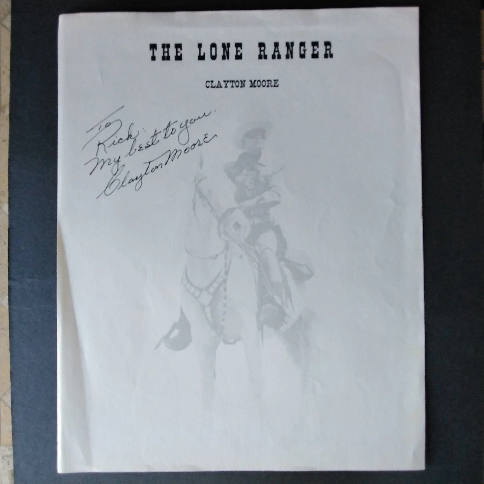 Clayton Moore SIGNED Page Movie TV Actor "The Lone Ranger" Republic Westerns, изображение 2