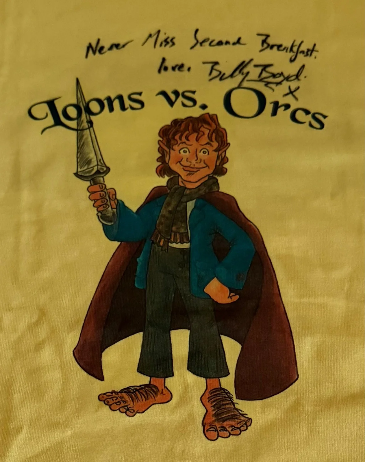 LOTR Billy Boyd signed & quoted Loons vs. Orcs T-shirt & autographed 8x10 photo, изображение 3