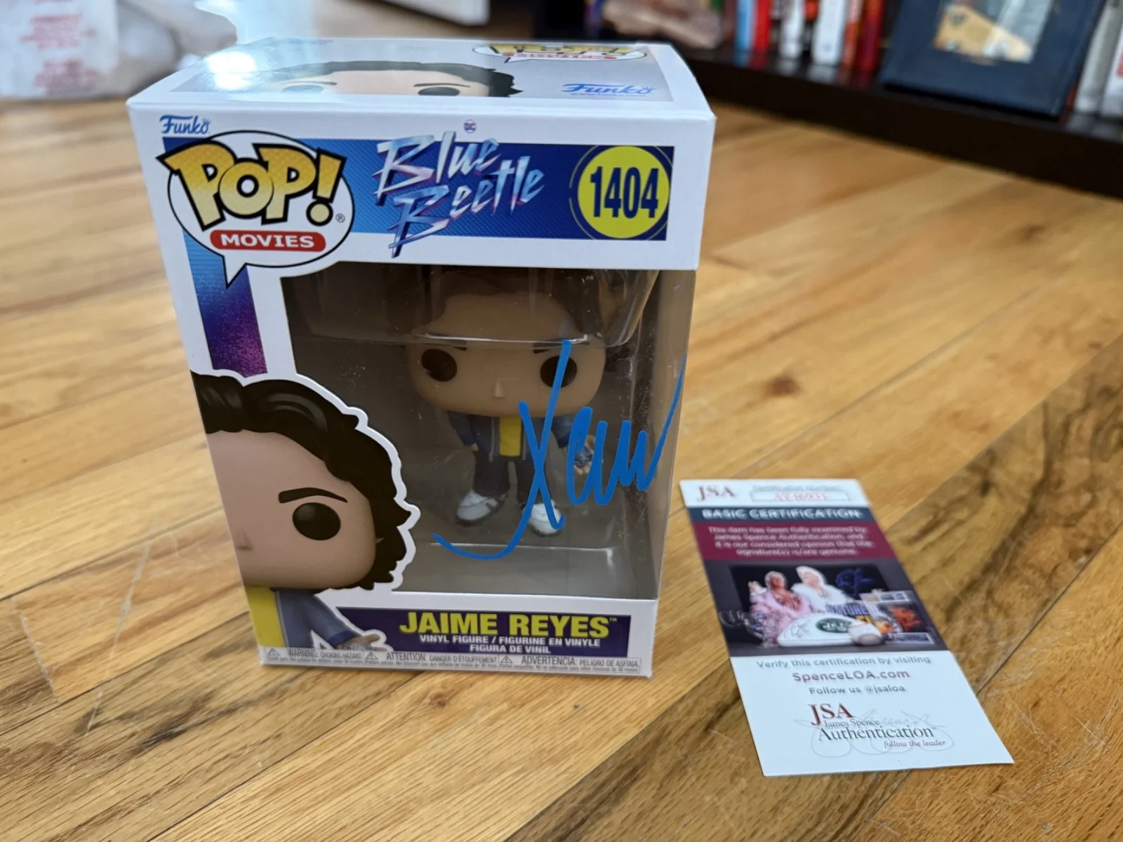 Xolo Maridueña — XOLO MARIDUENA Signed Jaime Reyes Funko Pop #1404 JSA COA Blue Beetle Autograph