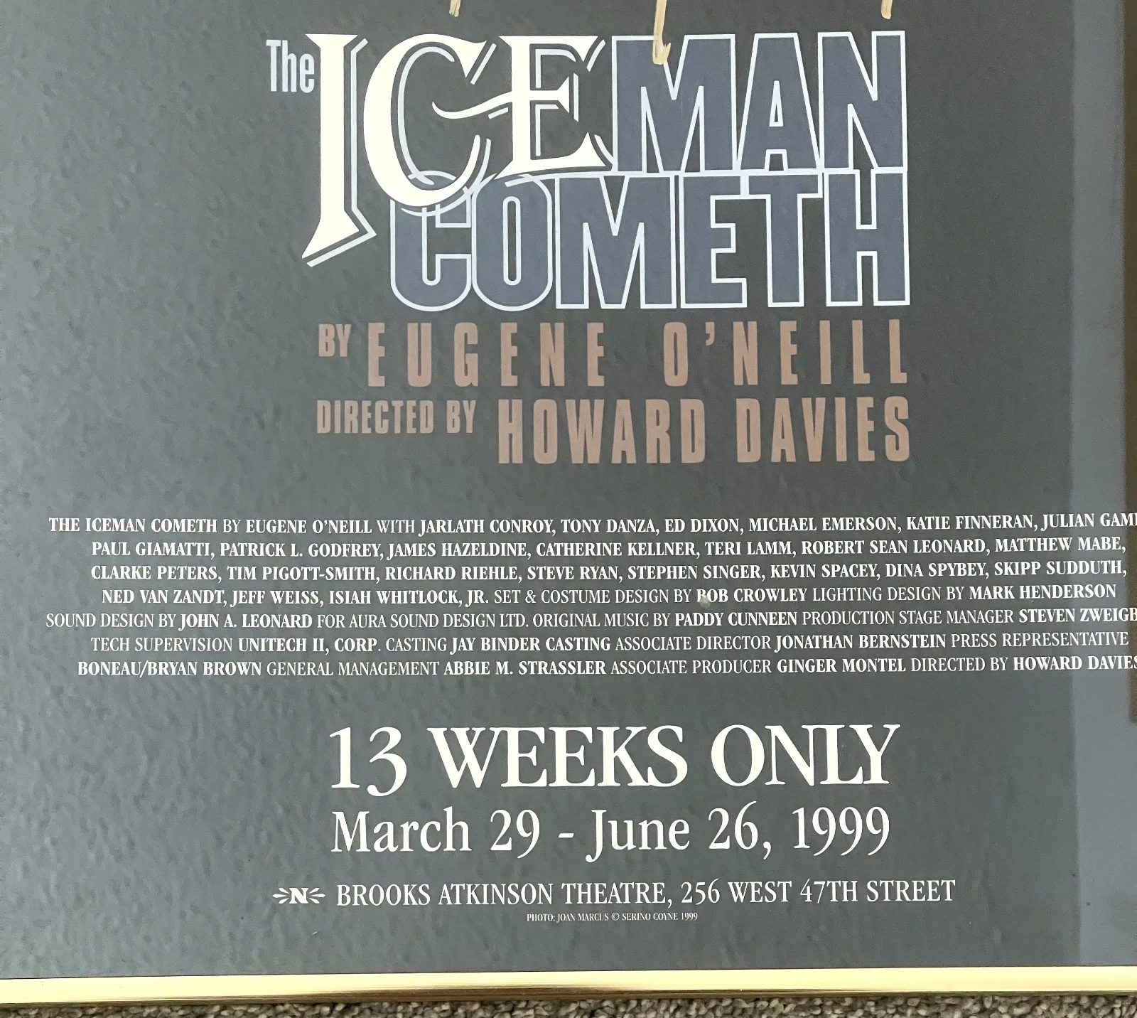 Kevin Spacey — Kevin Spacey Signed "The Iceman Cometh" Broadway Poster - Gold Metal Framed, image 3