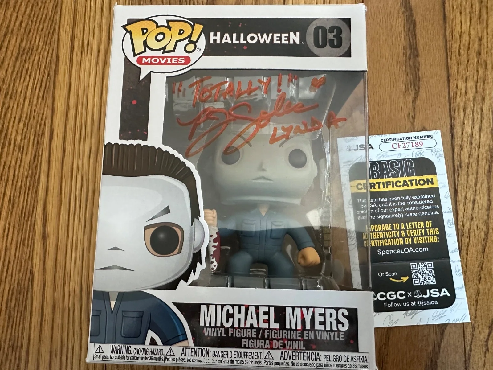 PJ Soles — Funko Pop Movies Halloween "Michael Myers"- #03 Signed Auto PJ Soles, JSA COA, изображение 2