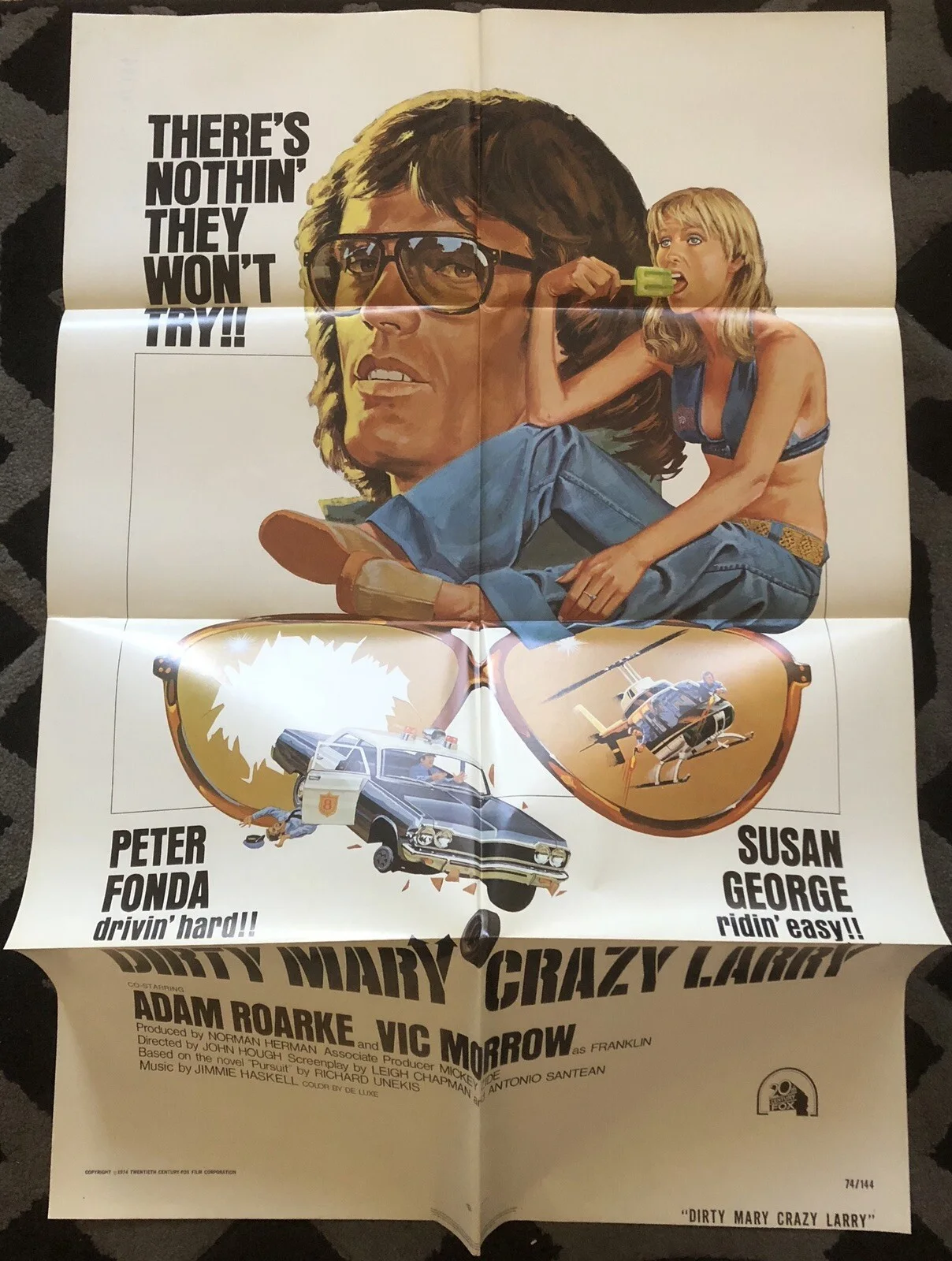 DIRTY MARY CRAZY LARRY 1974 ORIGINAL U.S. 1-SHEET POSTER NEAR MINT, изображение 2